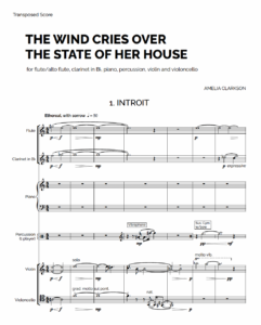 The first page of the score for 'The wind cries over the state of her house'.