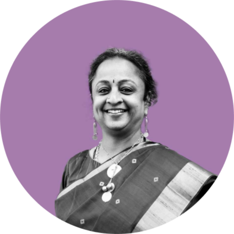 Supriya Nagarajan in a purple circle