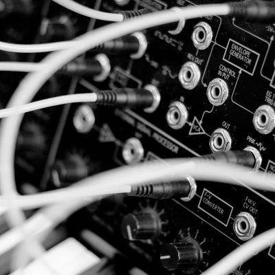 modular synthesiser patch cable close up